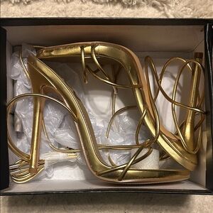 EGO Gold Spiral Strap Heels